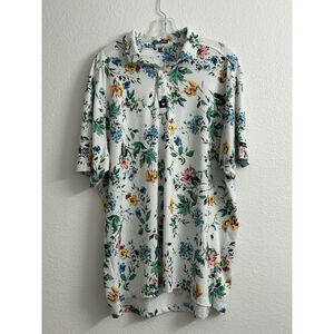 Bad Birdie Poetic Justice Polo Floral Golf Logo Men’s 2XL White Multicolor